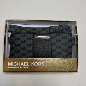 Michael Kors Adjustable Belt Waist Bag, Fanny Pack Black‎ Gray  S/M